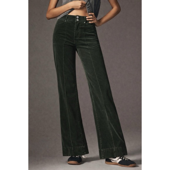 Anthropologie Pants - Anthropologie Daughters of The Liberation Corduroy Pants Green Flare Size 10